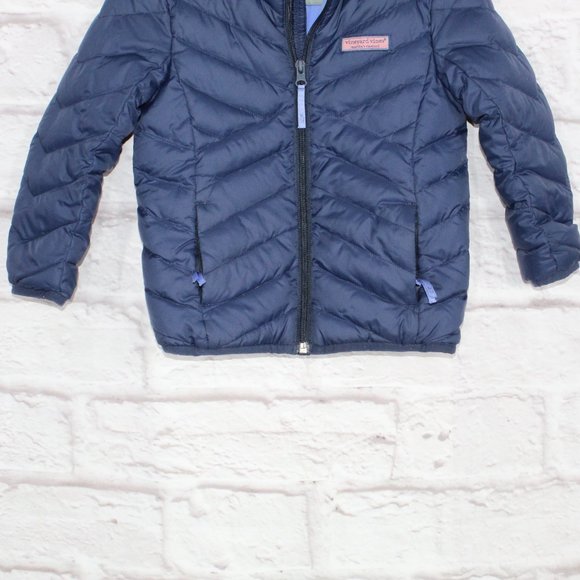 *Vineyard Vines Kids Navy Nylon Lined Full Zip Puffer Down Winter Jacket Size - Picture 3 of 9